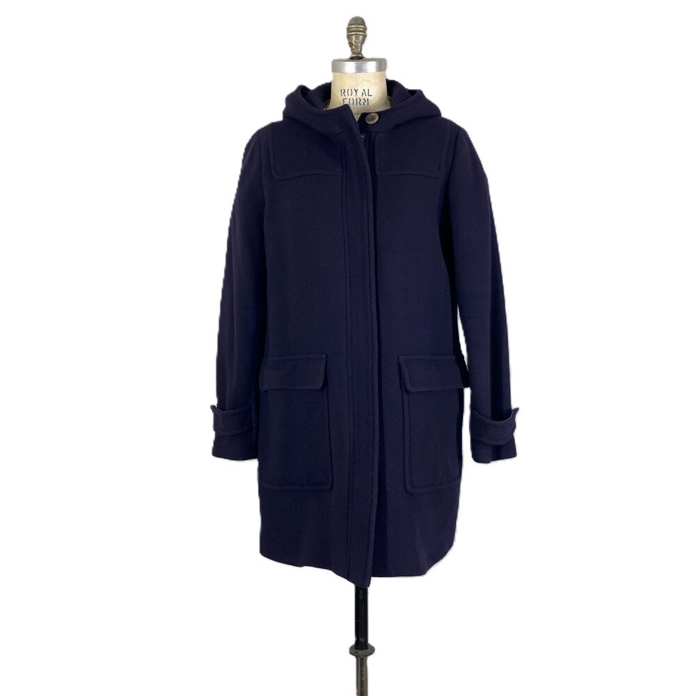 J. Crew Stadium Cloth Wool Pea Coat Parka Navy Blue